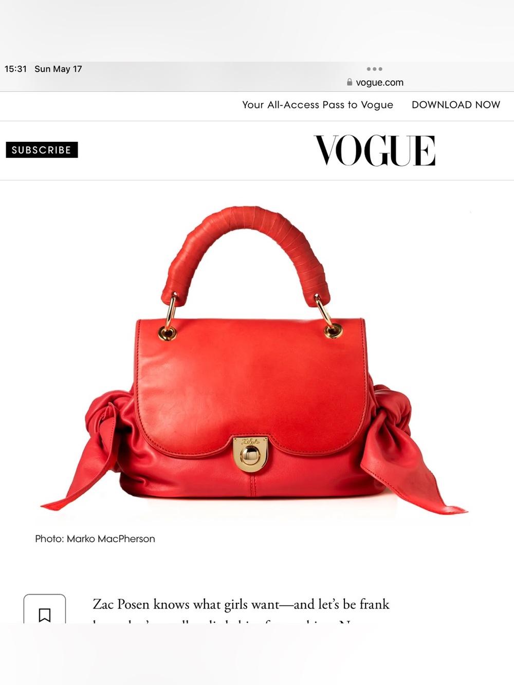 Z Spoke by Zac Posen Red Quilted Leather Satchel with Wrapped Handle